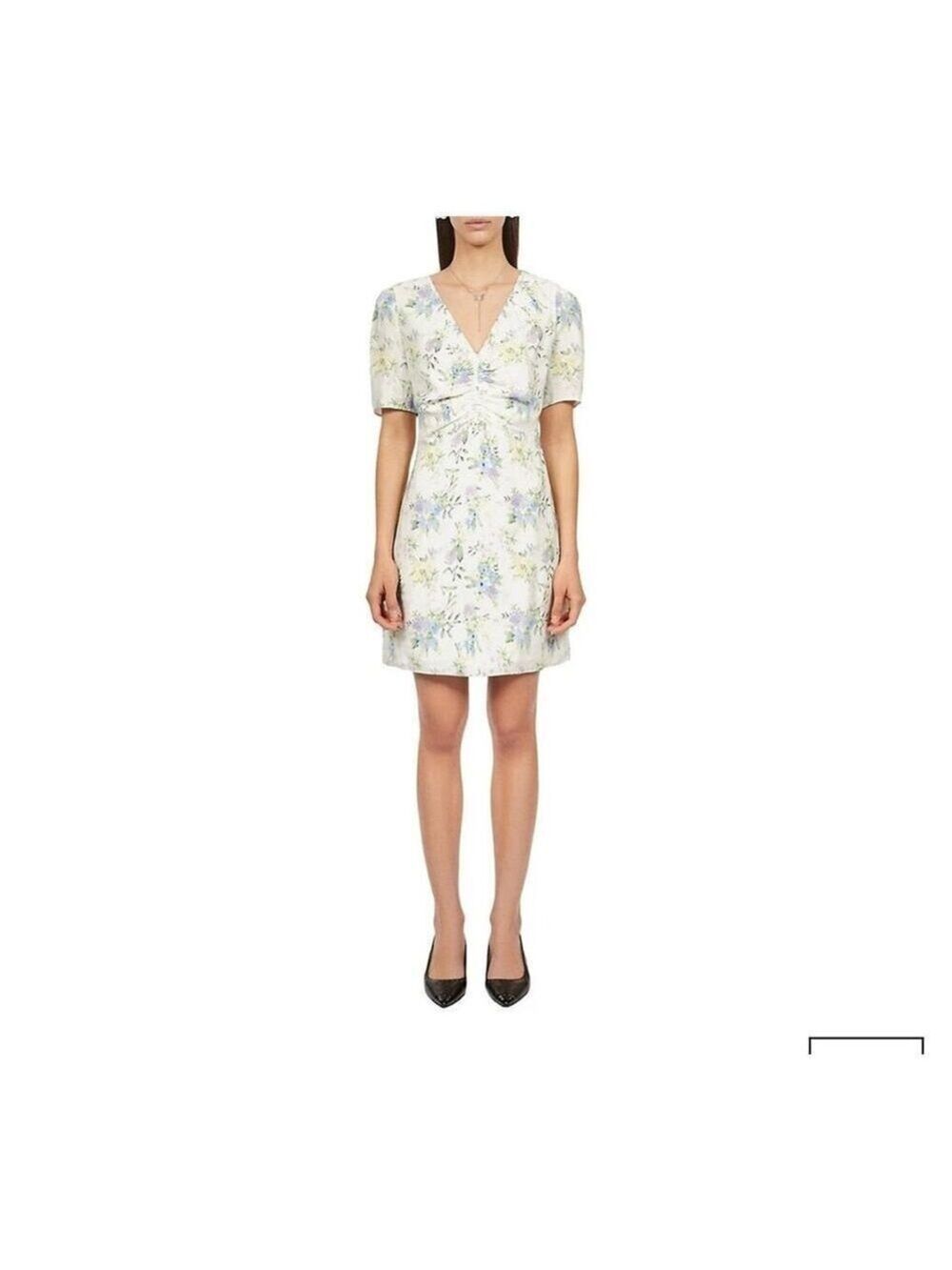 NWT The Kooples Floral Shirred Puff-Sleeve Mini Dress XS